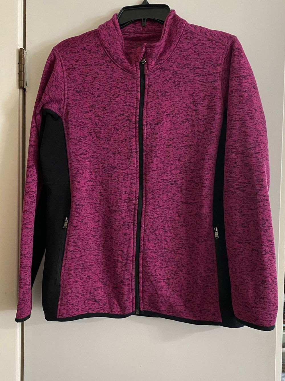 Marc NY Women’s Full-Zip Pink Heather Jacket with Black Side Panels